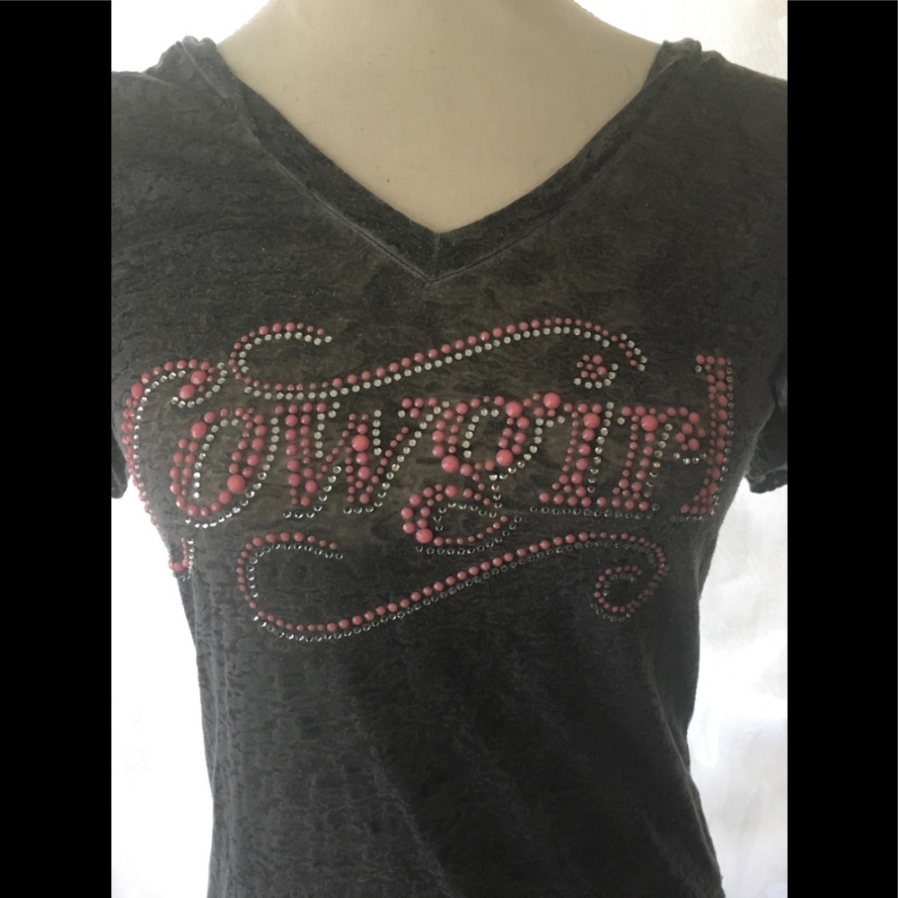 Cowgirl Hardware bling lace style t shirt size L